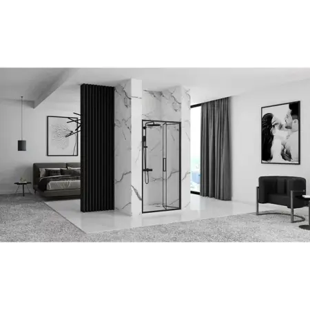 Usa de nisa pliabila Rea Rapid Fold 100 cm sticla 6 mm negru [2]