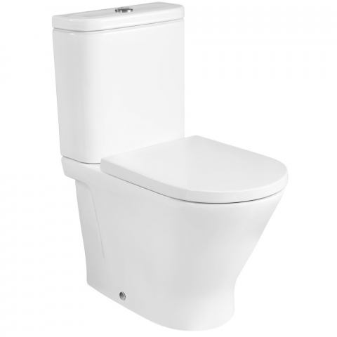 Vase wc statative - Vas WC complet pe pardoseala Roca The Gap Round Rimless 37x60 cm evacuare verticala