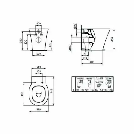Vas wc pe pardoseala BTW Ideal Standard Connect Air AquaBlade pentru rezervor ingropat [6]