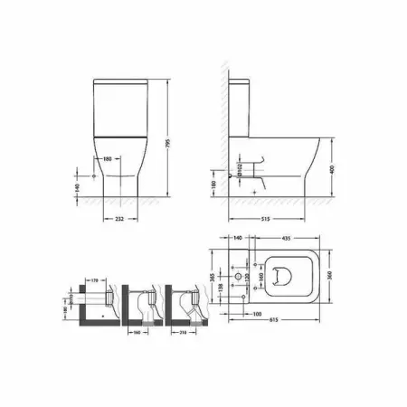 Vas WC pe pardoseala Gala Emma Square Rimless BTW alb lucios [4]