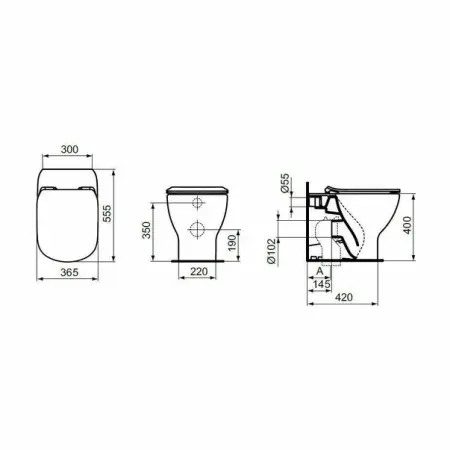 Vas wc pe pardoseala Ideal Standard Tesi AquaBlade BTW pentru rezervor ingropat [2]