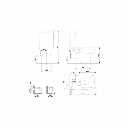 Vas wc pe pardoseala pentru rezervor asezat Gala Street Square Dual [2]