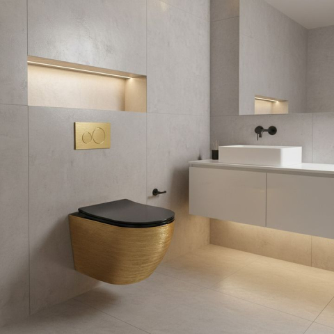 Vas WC Rea Carlo Mini Tornado negru auriu periat [1]