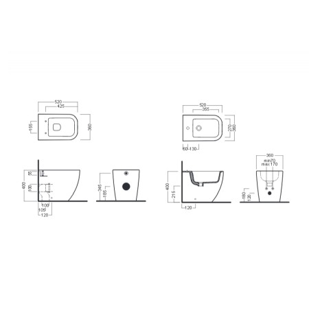 Vas WC stativ, Hatria, Bianca, back-to-wall, 36 x 52 cm, alb [1]