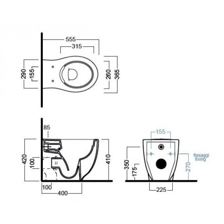 Vas WC stativ, Hatria, Le Fiabe, back-to-wall, pure rim, 36,5 cm, alb [1]