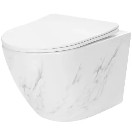 Vase wc suspendate - Vas WC suspendabil Carlos Nature Marble Alb cu model, Rea