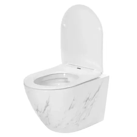 Vas WC suspendabil Carlos Nature Marble Alb cu model, Rea [3]