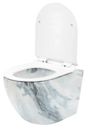 Vas WC suspendabil Carlos Slim Granit Shiny Alb cu model, Rea [2]
