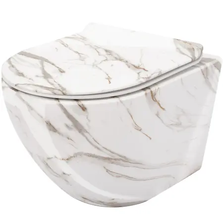 Obiecte Sanitare - Vas WC suspendabil Carlos Slim Lava Shiny Alb cu model, Rea