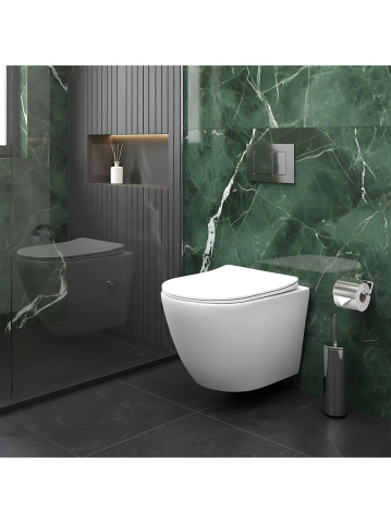 Vas WC suspendabil REA Carlo Lux Rimless cu funcție bideu alb [6]