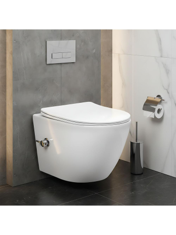 Vas WC suspendabil REA Carlo Lux Rimless cu funcție bideu alb [5]