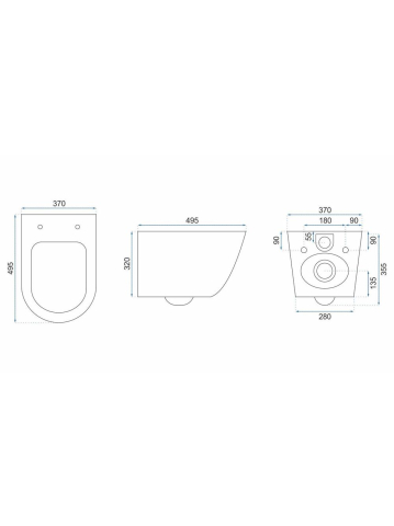 Vas WC suspendabil REA Carlo Lux Rimless cu funcție bideu alb [9]