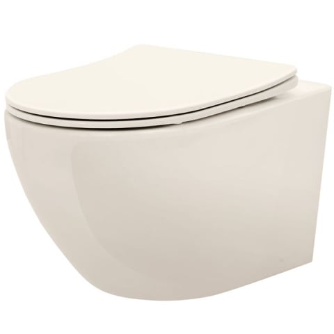 Obiecte Sanitare - Vas WC suspendabil REA Carlo Mini Rimless Ecru