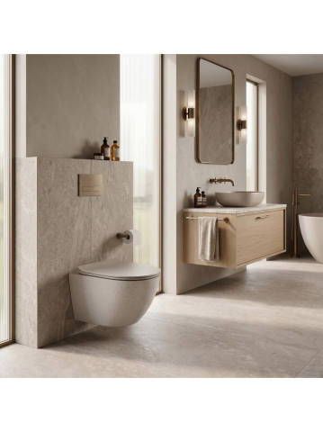 Vas WC suspendabil REA Carlo Mini Tornado finisaj mat bej imitatie piatra 495x365x350 mm [5]