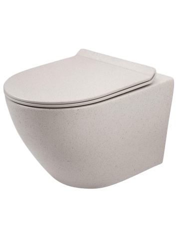 Vas WC suspendabil REA Carlo Mini Tornado finisaj mat bej imitatie piatra 495x365x350 mm [10]