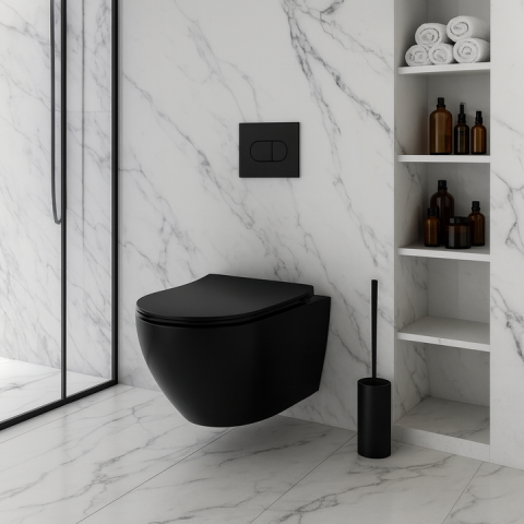 Vas WC suspendabil Rea Carlo Mini Tornado NF negru mat [7]