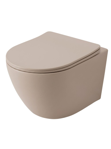 Obiecte Sanitare - Vas WC suspendabil REA Focus Tornado bej mat 485x360x330 mm Rimless