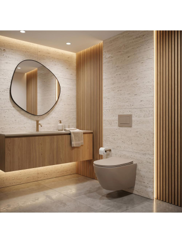 Vas WC suspendabil REA Focus Tornado bej mat 485x360x330 mm Rimless [6]