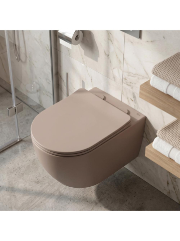 Vas WC suspendabil REA Focus Tornado bej mat 485x360x330 mm Rimless [2]