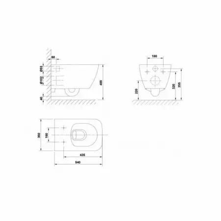 Vas WC suspendat Gala Emma Square Rimless alb lucios [4]