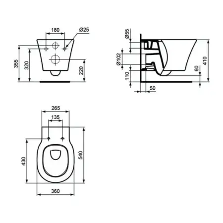 Vas wc suspendat Ideal Standard Connect Air AquaBlade negru mat [1]