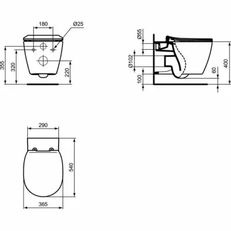 Vas wc suspendat Ideal Standard Connect Aquablade cu fixare ascunsa [1]
