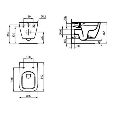 Vas WC suspendat rimless Ideal Standard I.life B alb [2]