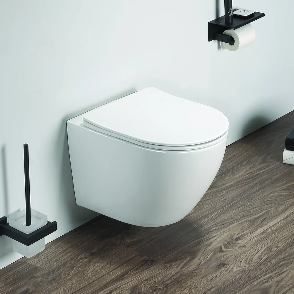 Vase wc suspendate - Vas wc suspendat rimless Rune Ivaldi si capac slim softclose