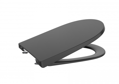 Vas WC suspendat Roca Ona Rimless cu capac inclus 36x53 cm evacuare orizontala negru mat [3]