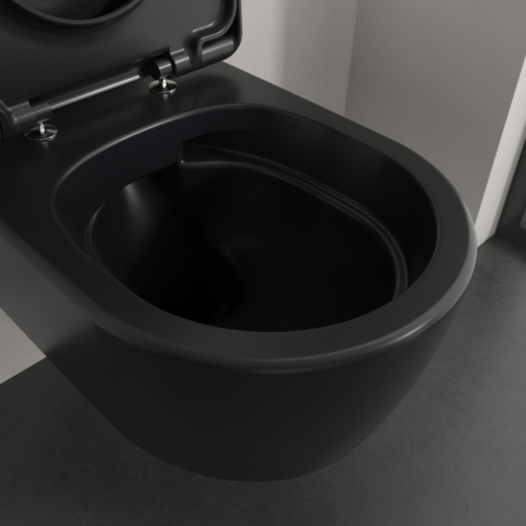 Vas WC suspendat Villeroy&Boch, Skyla CeramicPlus, TwistFlush, Combi-Pack, capac soft close, pure black [6]