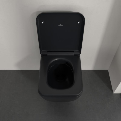 Vas WC suspendat Villeroy&Boch, Skyla CeramicPlus, TwistFlush, Combi-Pack, capac soft close, pure black [4]