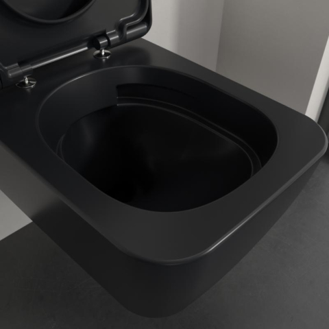 Vas WC suspendat Villeroy&Boch, Skyla CeramicPlus, TwistFlush, Combi-Pack, capac soft close, pure black [6]