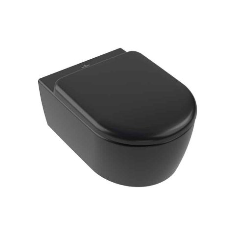 Vase wc - Vas WC suspendat Villeroy&Boch, Skyla CeramicPlus, TwistFlush, Combi-Pack, capac soft close, pure black