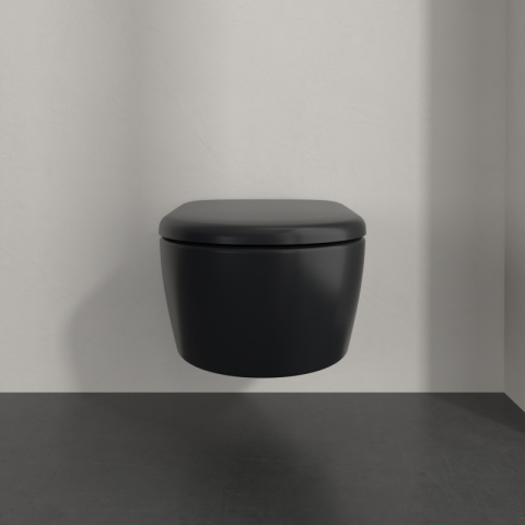 Vas WC suspendat Villeroy&Boch, Skyla CeramicPlus, TwistFlush, Combi-Pack, capac soft close, pure black [2]