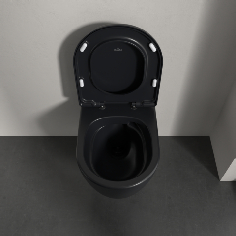 Vas WC suspendat Villeroy&Boch, Skyla CeramicPlus, TwistFlush, Combi-Pack, capac soft close, pure black [5]