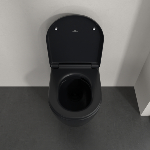 Vas WC suspendat Villeroy&Boch, Skyla CeramicPlus, TwistFlush, Combi-Pack, capac soft close, pure black [4]