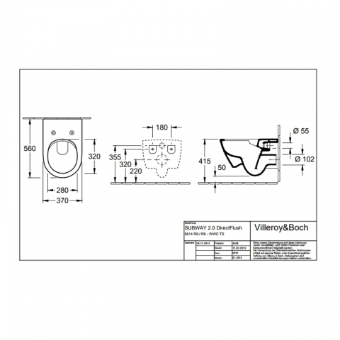 Vas WC suspendat Villeroy & Boch, Subway 2.0, Direct Flush, CeramicPlus, alb [1]