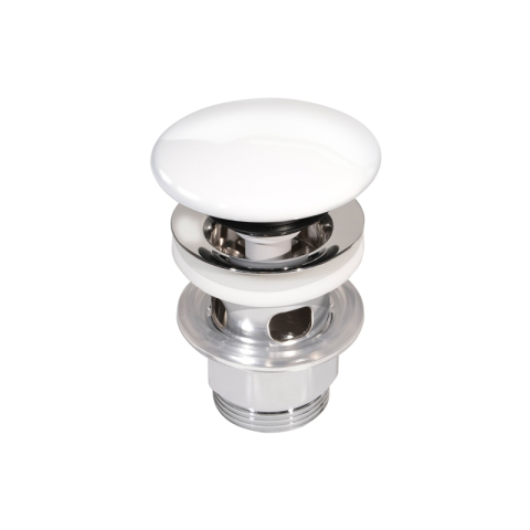 Accesorii baie - Ventil ceramic Villeroy & Boch, pentru lavoar cu preaplin, push-open, alb