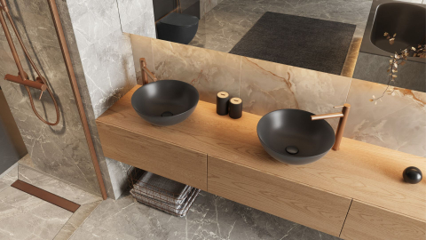Dop clic-clac lavoar și bideu Excellent corp cupru periat capac ceramică grafit mat [2]