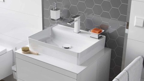 Dop clic-clac lavoar Excellent corp cupru periat capac ceramic alb [1]