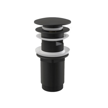 Accesorii baie - Ventil pentru lavoar cu preaplin, AlcaPlast, cu click-clack si dop mare, negru-mat