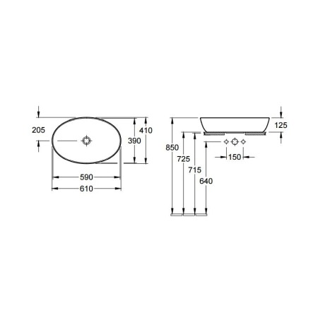 Villeroy-Boch, Artis, lavoar pe blat, oval, 61 cm, alb, tehnologie Titanceram [1]