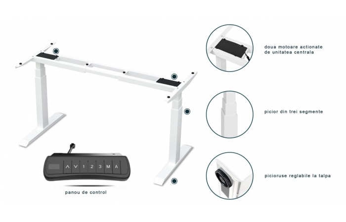 Cadru Birou reglabil electric cu doua motoare Orion Negru [15]