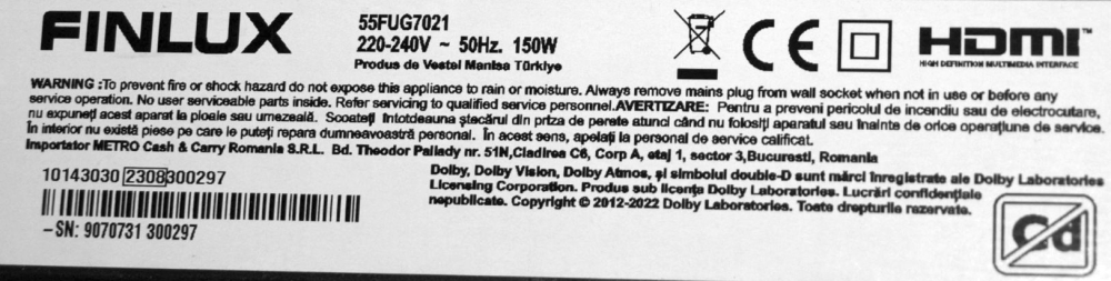 17MB185Y SMART ANDROID 4K - pozitia PX529 PX552 GG206 GG212 [2]