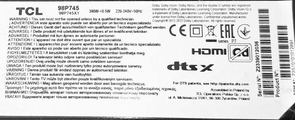 L40SW 40-L40SW8-PWD1ZG 11601-500115 98" - pozitia GG724 [2]