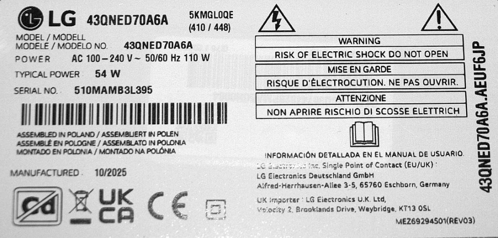 TPD.RT2875T.PC731 (T) EBT30266313 EBT68031031 + EAD66038318 + EAD66038320 - pozitia YY106 [5]