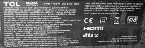 L40SW 40-L40SW8-PWF1ZG 11601-500144 85" - pozitia GG717 [1]