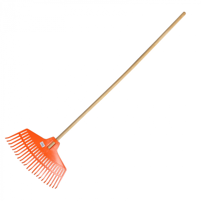 GREBLA PLASTIC CU MANER LEMN 120CM / 23 DIN?I [1]