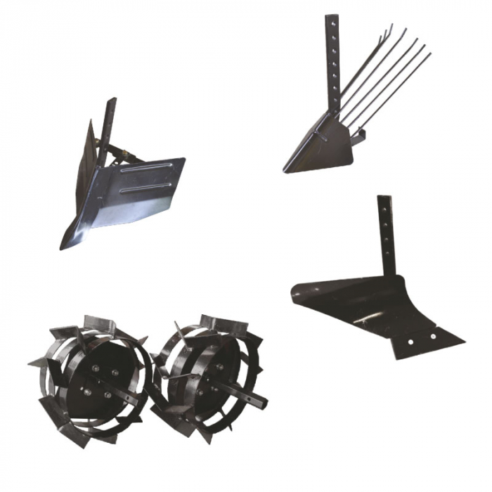 Pachet de accesorii motocultor, plug de arat, plug de bilonat, plug de scos cartofi, roti metalice 4.00-8 [1]