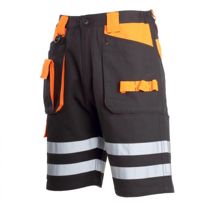 PANTALON SCURT CU REFLECTORIZANT NEGRU-PORTOCALIU - 2XL [1]